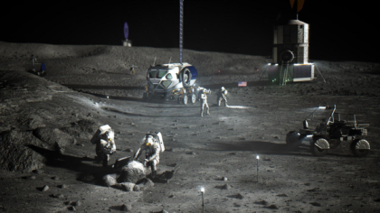 Umělecká představa základny Artemis Base Camp. Zdroj: NASA