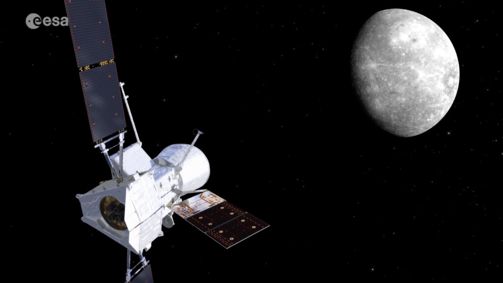 BepiColombo se blíží k Merkuru.