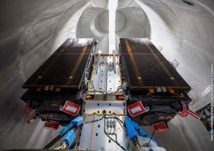 Dvě družice s pořadovým číslem 27 a 28 systému Galileo vynesla 5. prosince 2021 nosná raketa Sojuz. Foto: ESA