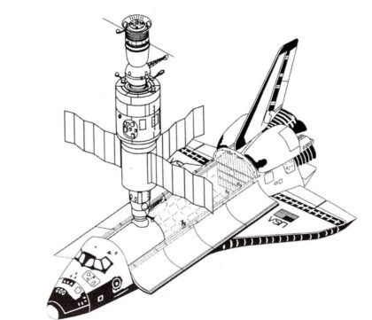 Už v sedmdesátých letech existovaly plány na návštěvu sovětské stanice americkým raketoplánemFoto NASA